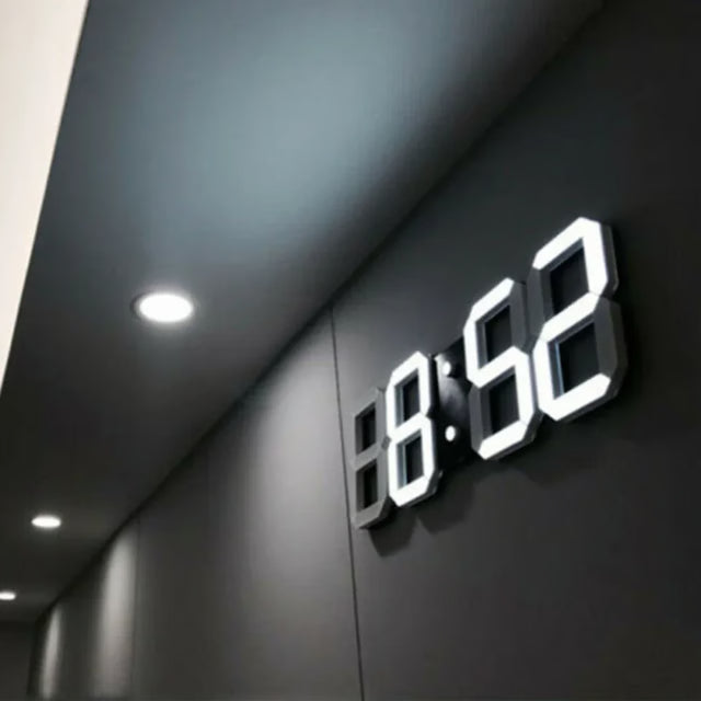 Large 3D LED Digital Wall Clock – Time, Temperature & Date Display