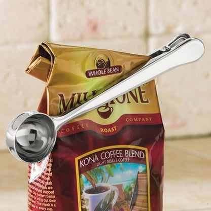 Coffee Scoop with Clip – Convenient Coffee Measuring Scoop & Bag Sealing Clip