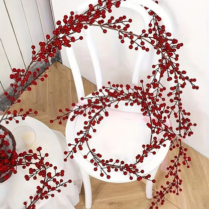 Elegant 6 ft 2.8 in (74.8 in) Artificial Cranberry Vine Garland – Festive Table & Party Decor