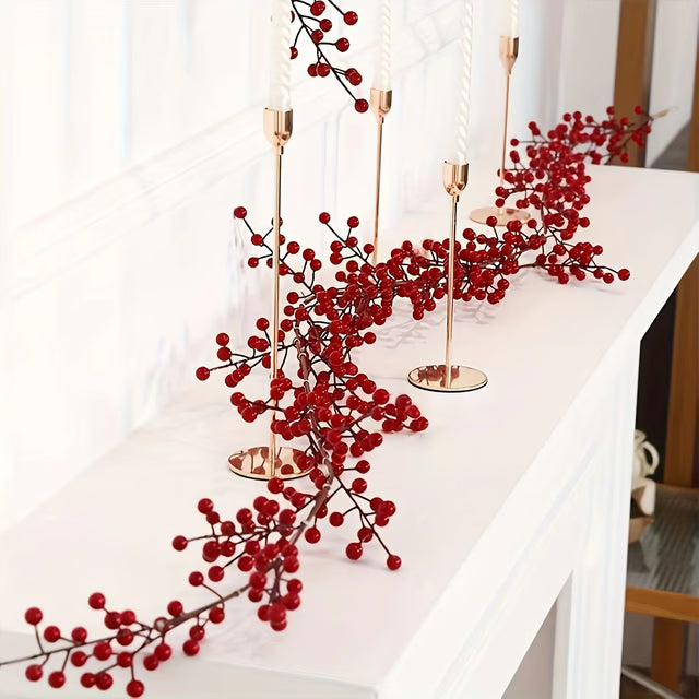 Elegant 6 ft 2.8 in (74.8 in) Artificial Cranberry Vine Garland – Festive Table & Party Decor
