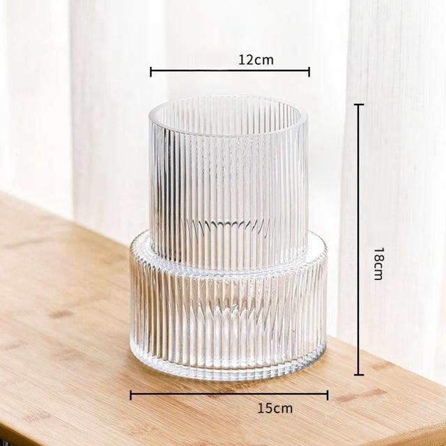 Striped Glass Vase for Flowers & Hydroponic Decor