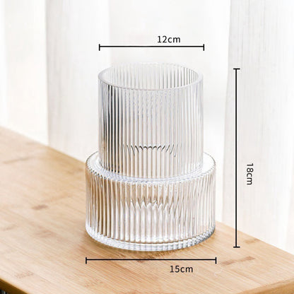 Striped Glass Vase for Flowers & Hydroponic Decor