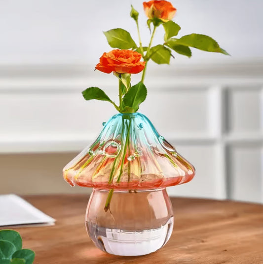 Colorful Mushroom Glass Hydroponic Vase – Flower & Home Decor