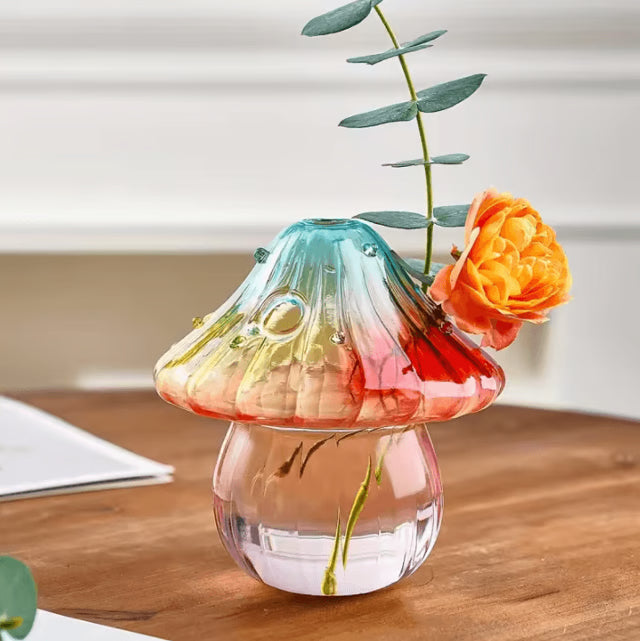 Colorful Mushroom Glass Hydroponic Vase – Flower & Home Decor