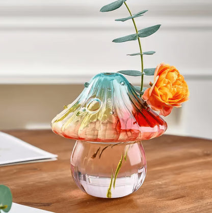 Colorful Mushroom Glass Hydroponic Vase – Flower & Home Decor
