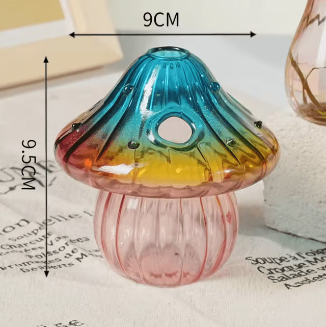 Colorful Mushroom Glass Hydroponic Vase – Flower & Home Decor