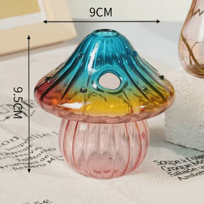 Colorful Mushroom Glass Hydroponic Vase – Flower & Home Decor