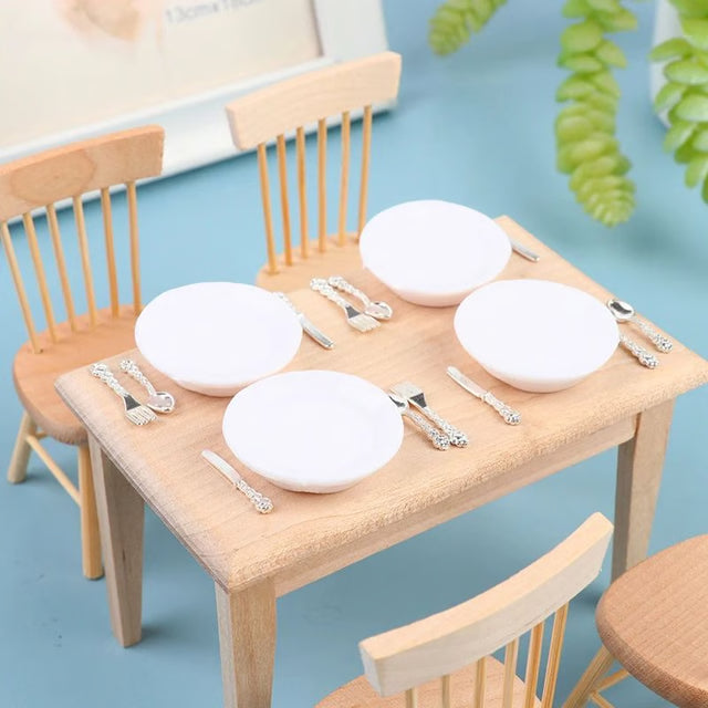 1 12 Dollhouse Miniature Plate Knife Fork Spoon Set Tableware Decor