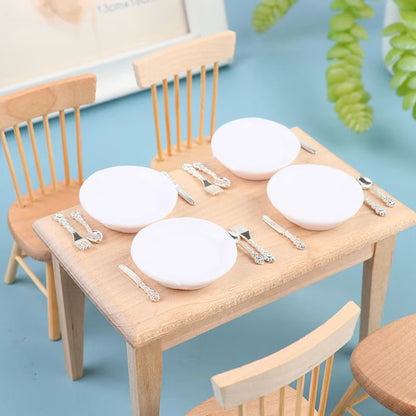 1 12 Dollhouse Miniature Plate Knife Fork Spoon Set Tableware Decor