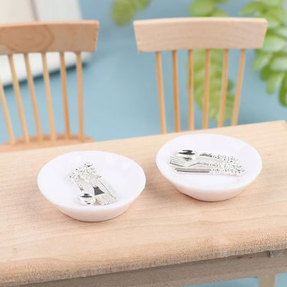 1 12 Dollhouse Miniature Plate Knife Fork Spoon Set Tableware Decor
