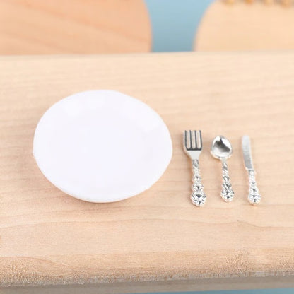 1 12 Dollhouse Miniature Plate Knife Fork Spoon Set Tableware Decor