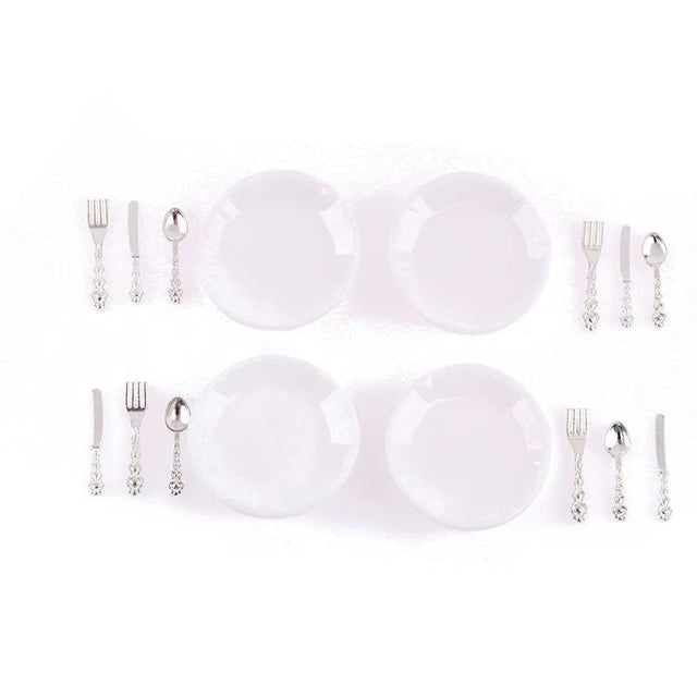 1 12 Dollhouse Miniature Plate Knife Fork Spoon Set Tableware Decor