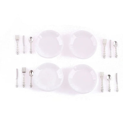 1 12 Dollhouse Miniature Plate Knife Fork Spoon Set Tableware Decor