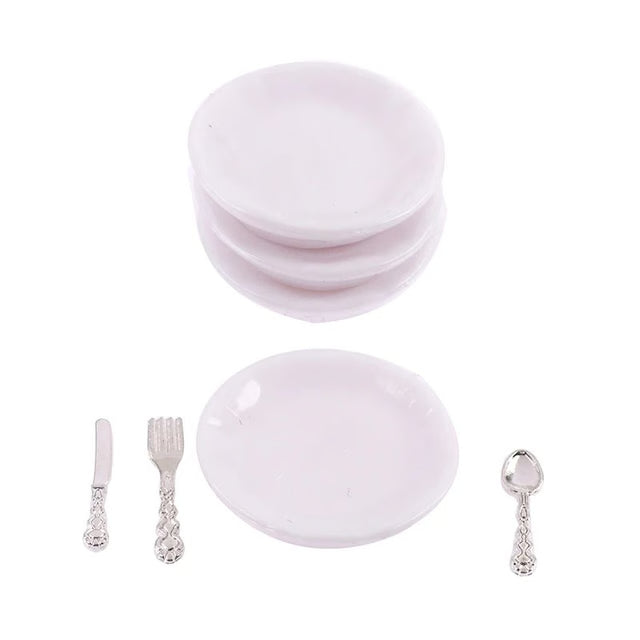 1 12 Dollhouse Miniature Plate Knife Fork Spoon Set Tableware Decor