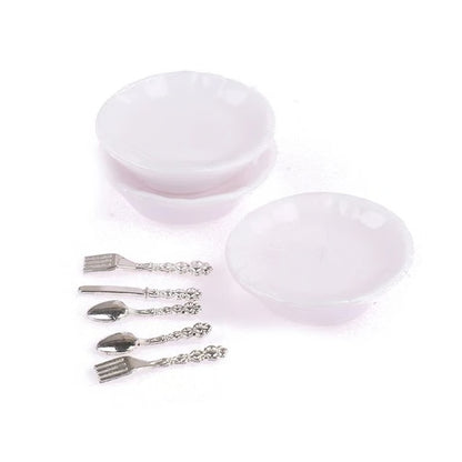 1 12 Dollhouse Miniature Plate Knife Fork Spoon Set Tableware Decor