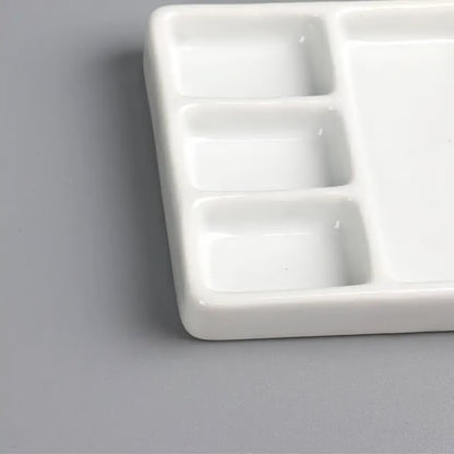 Portable Ceramic Square Multi-Grid Paint Palette – Watercolor & Oil Painting Tray