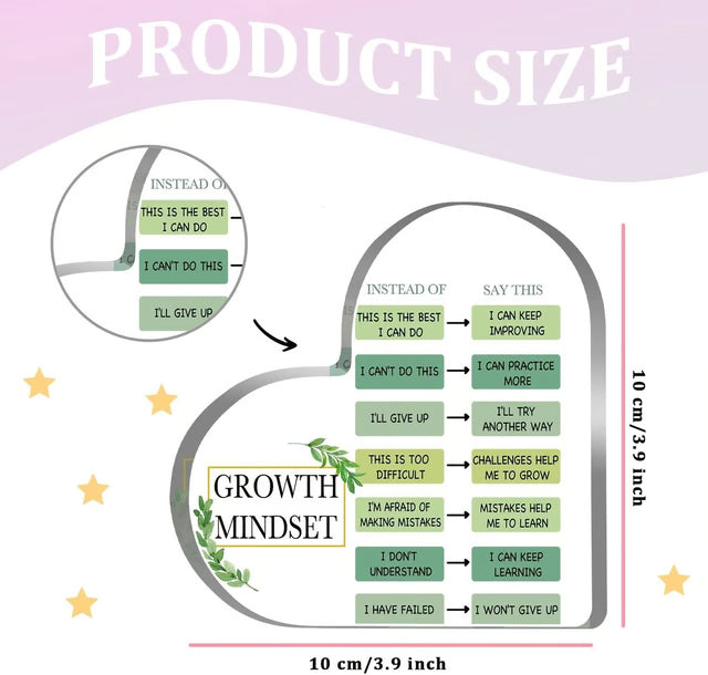 Growth Mindset Acrylic Decor – Inspirational Gift for Teachers, Classrooms & Offices