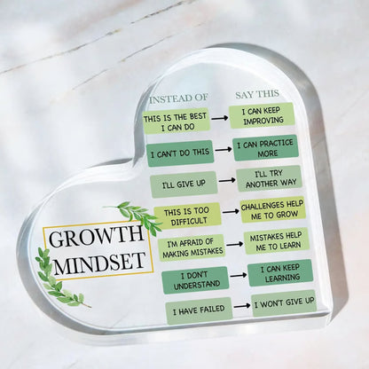 Growth Mindset Acrylic Decor – Inspirational Gift for Teachers, Classrooms & Offices